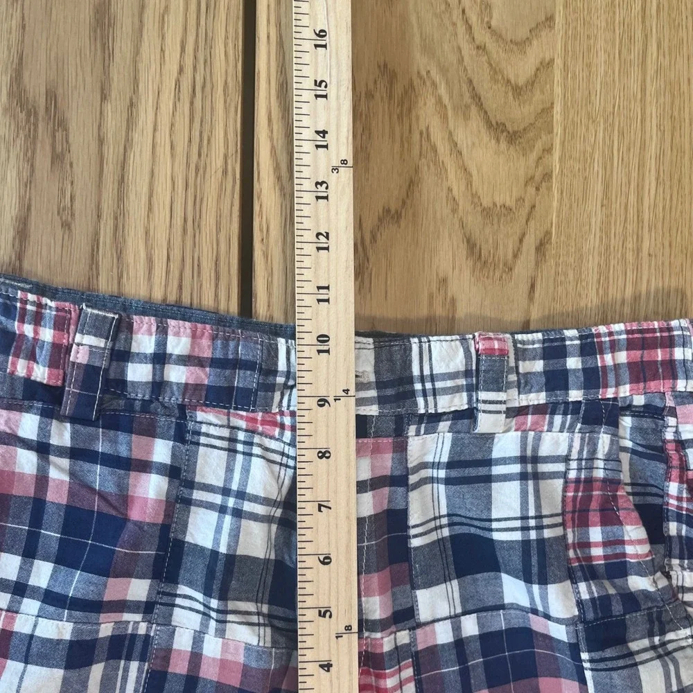 G.H. Bass Patchwork Plaid Shorts Mens 34 Red White Blue Preppy Summer Casual